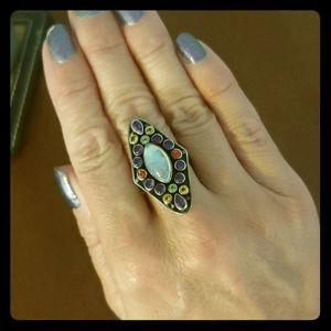 Nicky Butler Moonstone and Multigem sterling ring